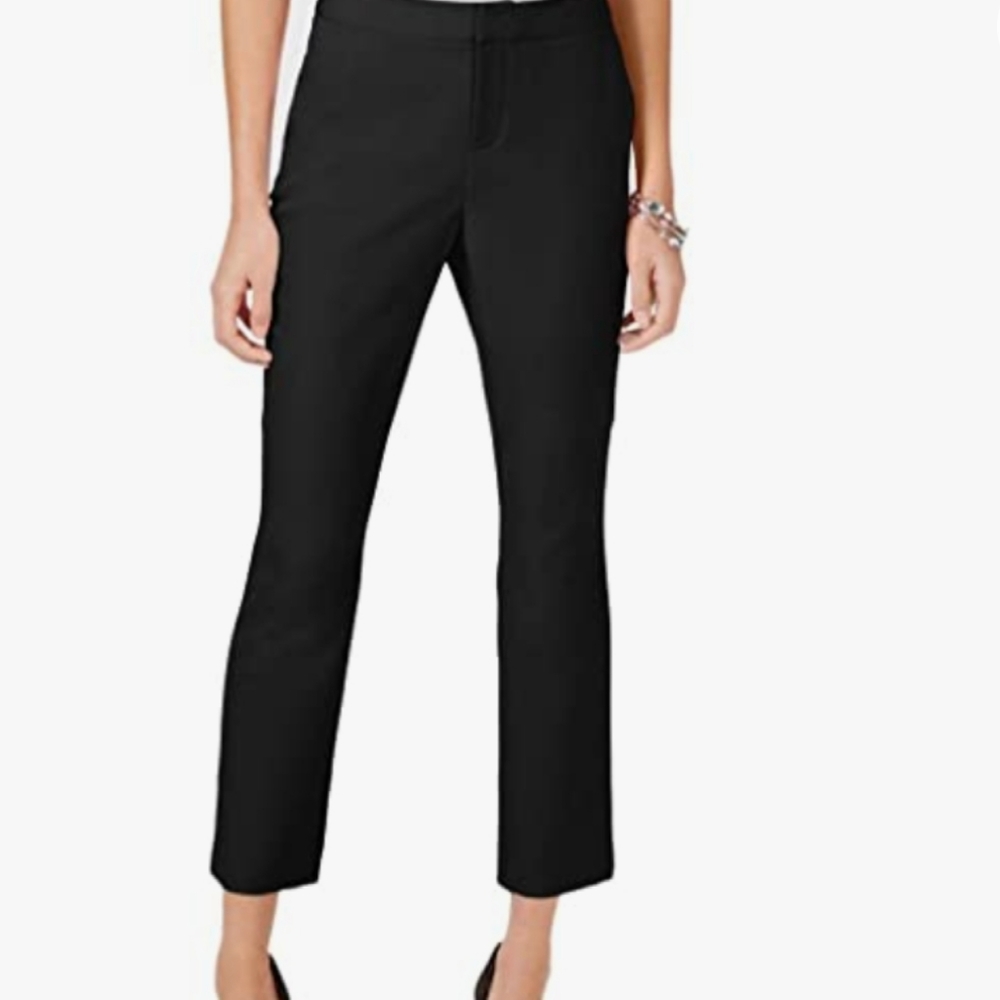 INC International Concepts Ankle Straight-Leg Pants DEEP Black Size 6 NWT